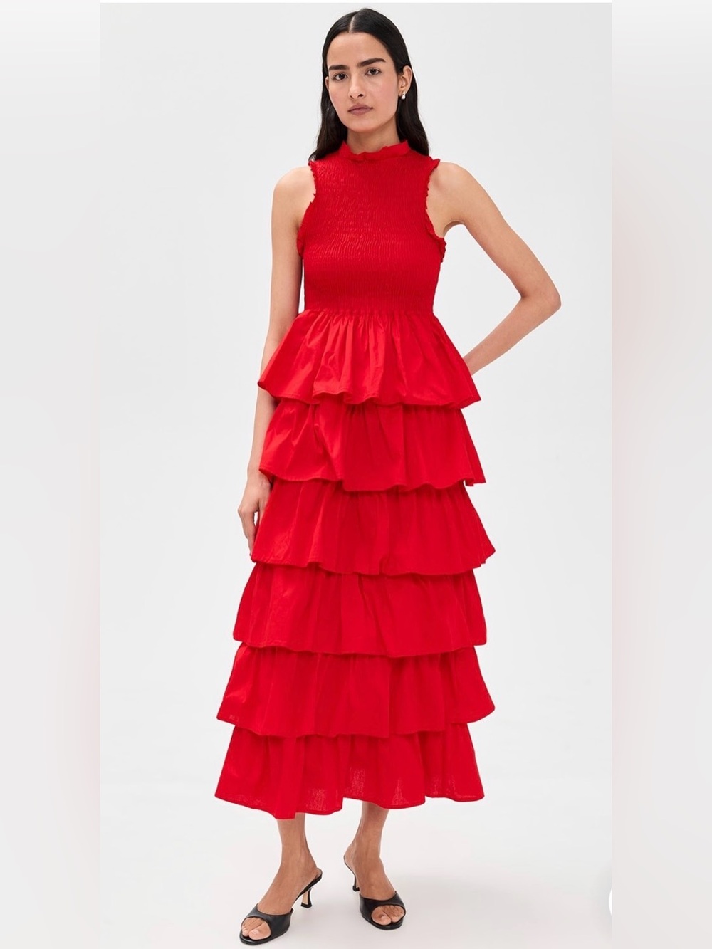 Elegant Red Tiered Dress